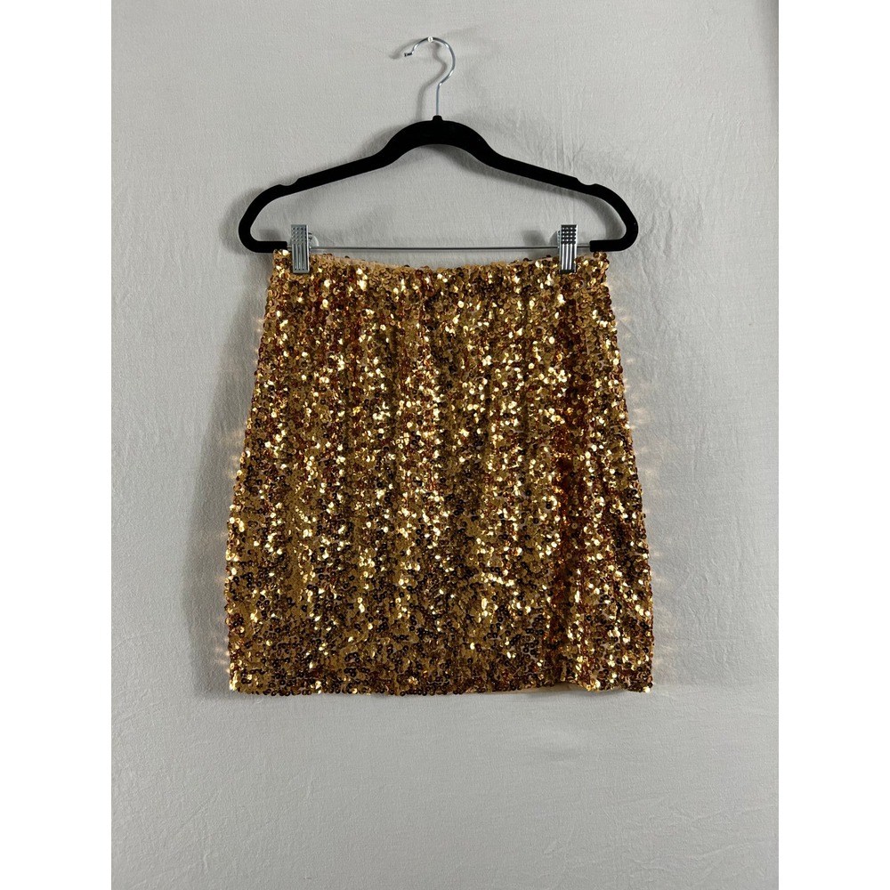 Gold Sequin Mini Skirt Metallic Glitter Party Tube Pencil Sparkly Holiday Skirt
